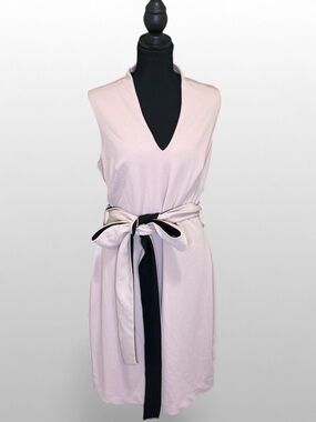 Badgley Mischka Belle Dress Size 12 Blush Pink Sleeveless Tie Waist Sheath